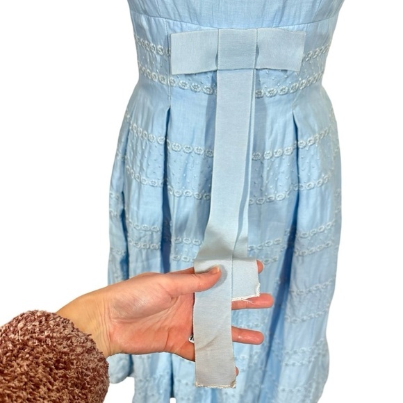 True Vintage Virginie De Paris Embroidered Bow Full Dress Fifties 1950s - Picture 3 of 6